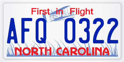 NC license plate AFQ0322