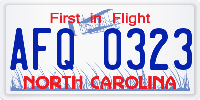 NC license plate AFQ0323