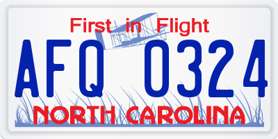 NC license plate AFQ0324