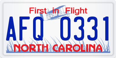 NC license plate AFQ0331