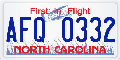 NC license plate AFQ0332