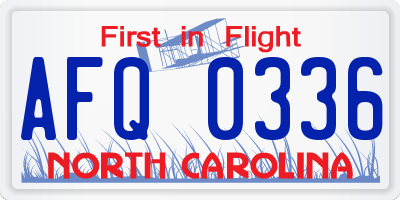 NC license plate AFQ0336