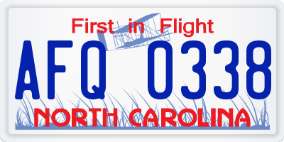 NC license plate AFQ0338