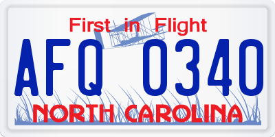 NC license plate AFQ0340