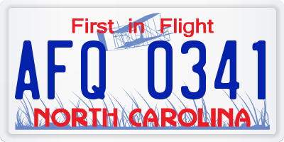 NC license plate AFQ0341
