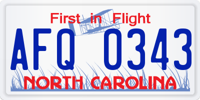 NC license plate AFQ0343