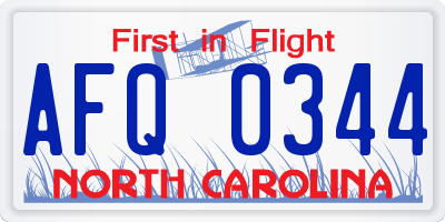 NC license plate AFQ0344