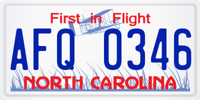 NC license plate AFQ0346
