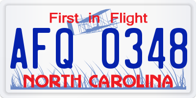 NC license plate AFQ0348