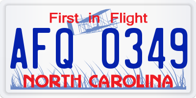 NC license plate AFQ0349
