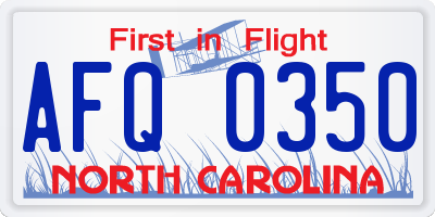 NC license plate AFQ0350
