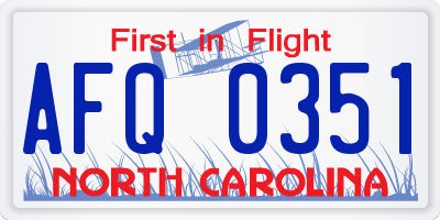 NC license plate AFQ0351