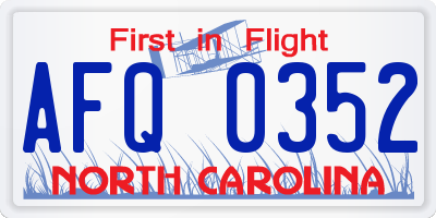 NC license plate AFQ0352