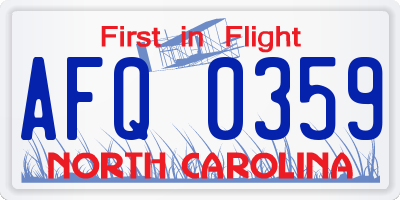 NC license plate AFQ0359