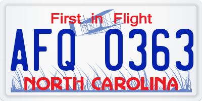 NC license plate AFQ0363