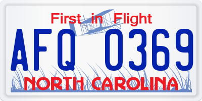 NC license plate AFQ0369
