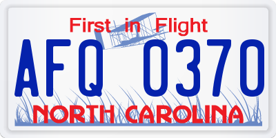 NC license plate AFQ0370