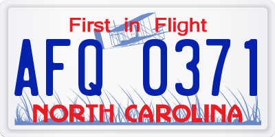 NC license plate AFQ0371