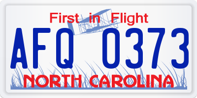 NC license plate AFQ0373