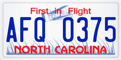 NC license plate AFQ0375