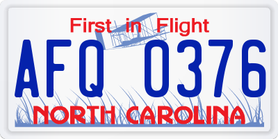 NC license plate AFQ0376