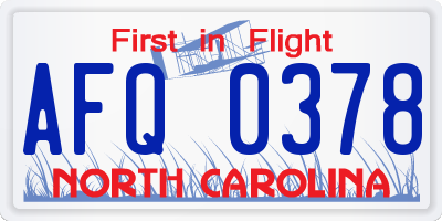 NC license plate AFQ0378