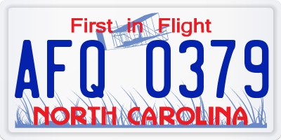 NC license plate AFQ0379