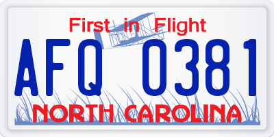 NC license plate AFQ0381