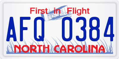 NC license plate AFQ0384