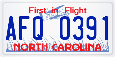 NC license plate AFQ0391