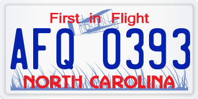 NC license plate AFQ0393