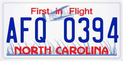 NC license plate AFQ0394