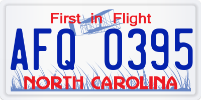 NC license plate AFQ0395