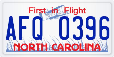 NC license plate AFQ0396