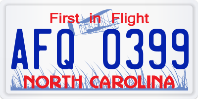 NC license plate AFQ0399