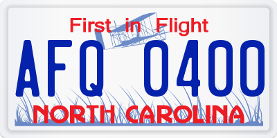 NC license plate AFQ0400