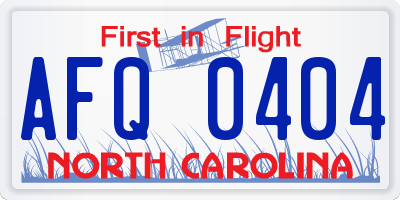 NC license plate AFQ0404