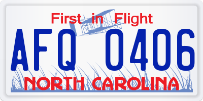 NC license plate AFQ0406