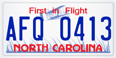 NC license plate AFQ0413