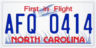 NC license plate AFQ0414