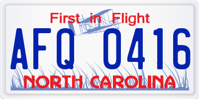 NC license plate AFQ0416