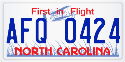 NC license plate AFQ0424