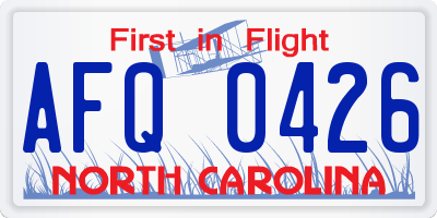 NC license plate AFQ0426