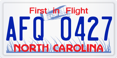 NC license plate AFQ0427