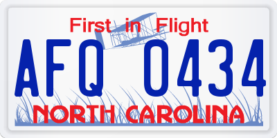 NC license plate AFQ0434