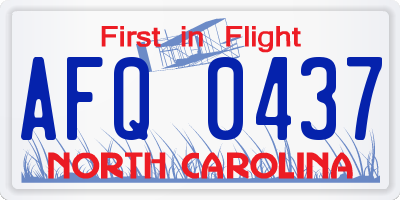 NC license plate AFQ0437