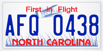 NC license plate AFQ0438