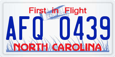 NC license plate AFQ0439