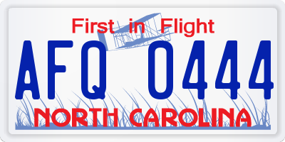 NC license plate AFQ0444