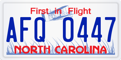 NC license plate AFQ0447